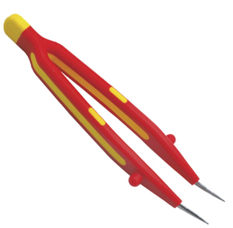 Injection Needle Tweezers (flat teeth), WEDO862101/WEDO862201 Series, 150mm, WEDO, Insulated Steel