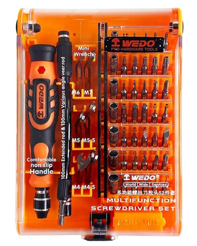 52PCS Precision Screwdriver Bits Set, WD1502-52, 52pcs, WEDO, Steel