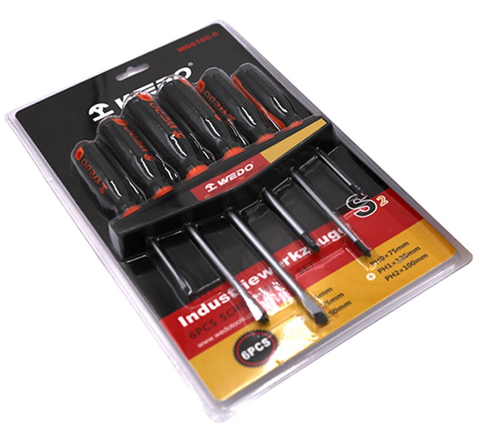 6pcs Screwdrivers Set (blister type), WD610C-6, PH0-75，PH1x125，PH2x100，3x75，5x125，6x150, WEDO, Steel