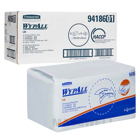 Giấy Thấm Dầu Chuyên Dụng Trong Công Nghiệp Kimberly Clark WYPALL L30 Embossed Wipers 94186, 42x24cm, 75 Tờ/Gói, 10 Gói/Thùng