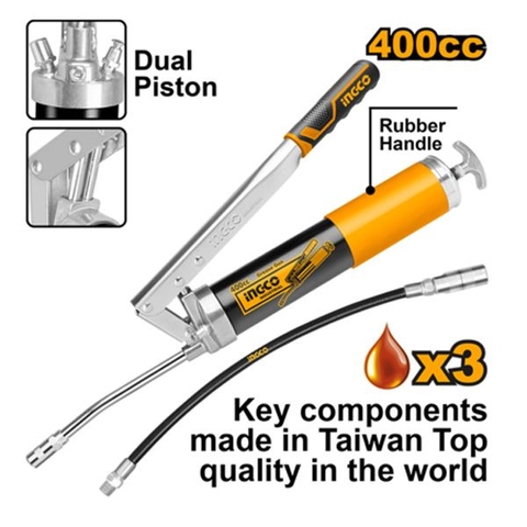 Súng Bơm Mỡ 2 Piston 400cc Ingco