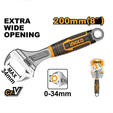 Mỏ Lết 8 Inch/200mm Cán Bọc Nhựa Ingco