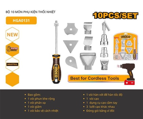 Bộ 10 Món Phụ Kiện Khò Hơi Nóng INGCO