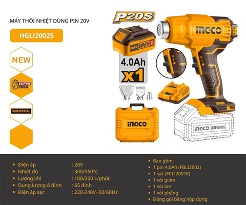 Máy Khò Hơi Nóng Dùng Pin 20V INGCO
