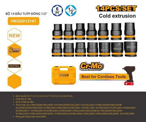 Bộ 14 Đầu Tuýp 1/2 Inch INGCO