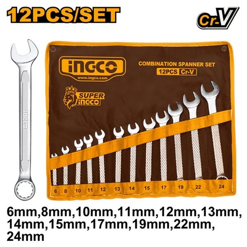 Bộ Cờ Lê Vòng Miệng 12 Chi Tiết 6-24 Ingco