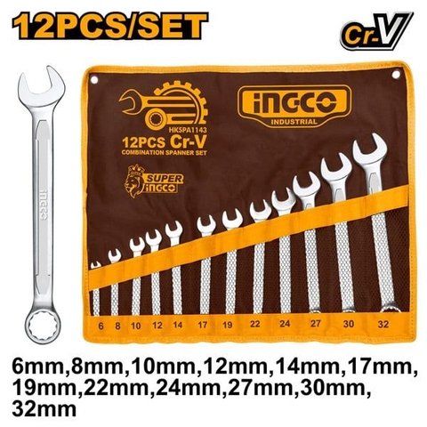 Bộ Cờ Lê Vòng Miệng 12 Chi Tiết 6-32 Ingco