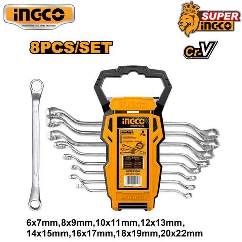 Bộ Cờ Lê 2 Đầu Vòng 8 Chi Tiết 6-22mm Ingco