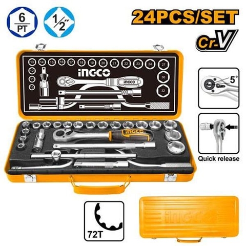Bộ Tuýp Lục Giác 1/2 Inch 24 Chi Tiết Ingco