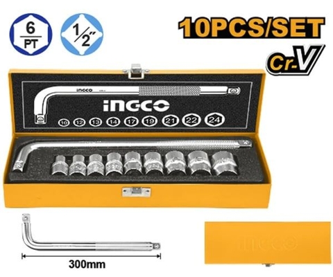 Bộ Đầu Tuýp Và Cần Lục Giác 1/2 Inch 10 Chi Tiết Ingco