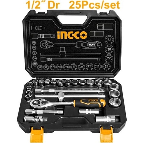 Bộ Tuýp Lục Giác 1/2 Inch 25 Chi Tiết Ingco