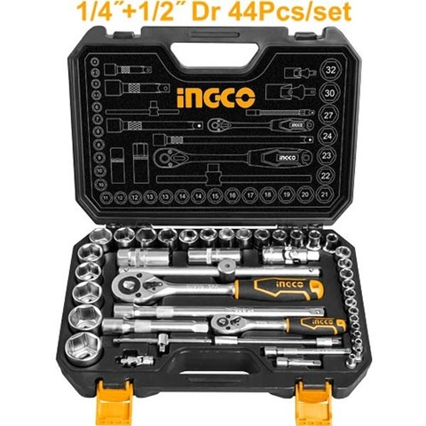 Bộ Tuýp Lục Giác 1/2 Và 1/4 Inch 44 Chi Tiết Ingco