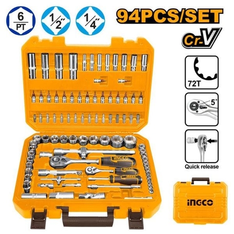 Bộ 94 Đầu Tuýp 1/4 Và 1/2 Inch Ingco
