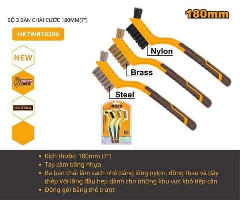 Bộ 3 Bàn Chải Cước 180mm INGCO