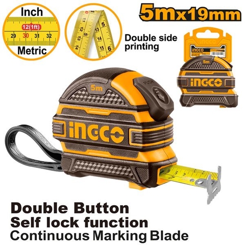Thước Cuộn Thép Nền Vàng 5mx19mm Ingco