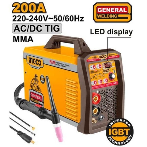 Máy Hàn Điện Từ AC/DC TIG/MMA 200A INGCO