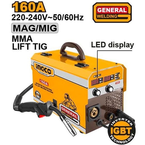 Máy Hàn Điện Tử MAG/MIG/MMA/TIG 160A INGCO