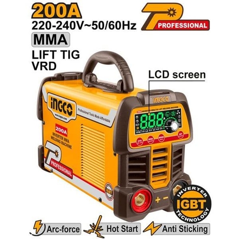 Máy Hàn Điện Tử MMA/TIG 200A INGCO