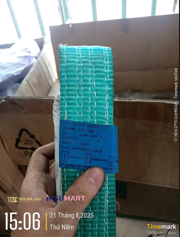 Dây Cáp Vải Cẩu Hàng 1.6 Tấn x 1m x 50mm, Webster (Korea) Industries