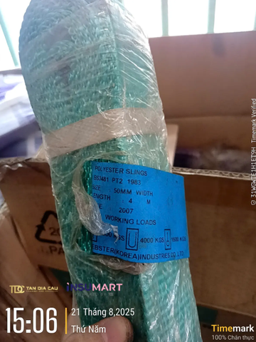 Dây Cáp Vải Cẩu Hàng 1.6 Tấn x 4m x 50mm, Webster (Korea) Industries