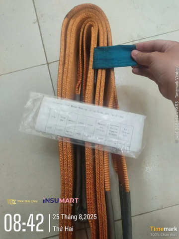 Cáp Vải Dẹt 2 Đầu Mắt (Web Sling Eye To Eye) Webster (Korea) Industries, Bản Rộng 100mm, Tải Trọng 3.2 Tấn, Dài 5m
