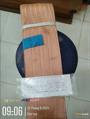 Cáp Vải Dẹt 2 Đầu Mắt (Web Sling Eye To Eye) Webster (Korea) Industries, Bản Rộng 150mm, Tải Trọng 4.8 Tấn, Dài 2m