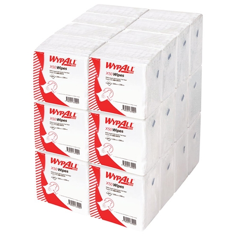 Giấy Thấm Dầu Hóa Chất Chuyên Dụng Trong Công Nghiệp Kimberly Clark WYPALL X50 65900, 23x23cm, 60 Tờ/Túi, 24 Túi/Thùng