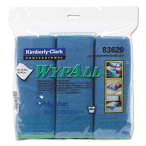 Khăn Lau Đa Năng Kimberly Clark WYPALL MICROFIBER 83620, Xanh Dương, 40x40cm, 6 Tờ/Túi, 4 Túi/Thùng
