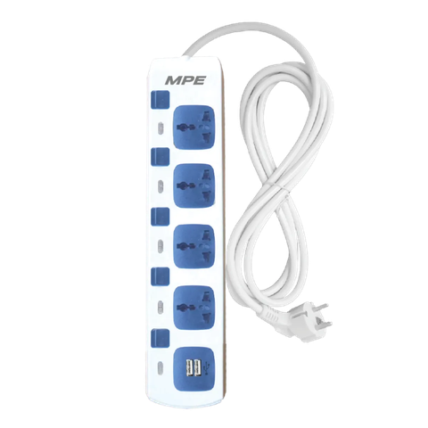 Ổ Cắm Đa Năng MPE AM4S-2USB, Chiều Dài Dây 3m, 1 Cái/Hộp, 24 Cái/Thùng