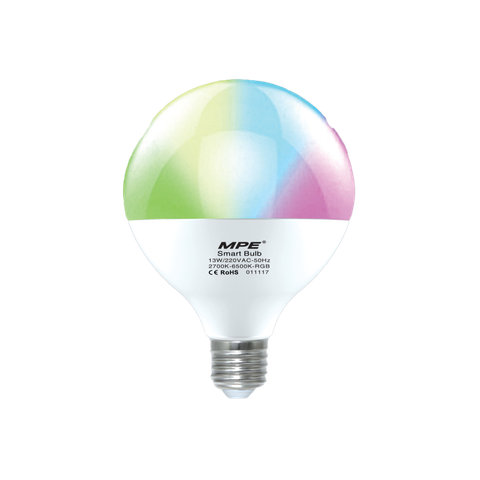 Bóng Đèn LED Thông Minh Điều Khiển WiFi 13W 1200Lm 2700-6500K MPE LB-13/SC, 95×135mm, 1 Cái/Hộp, 10 Cái/Thùng