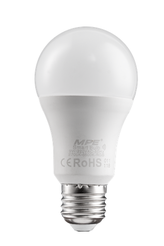 Bóng Đèn LED Thông Minh Điều Khiển WiFi 9W 806Lm 2700-6500K MPE LB-9/SC, 60×118mm, 1 Cái/Hộp, 100 Cái/Thùng