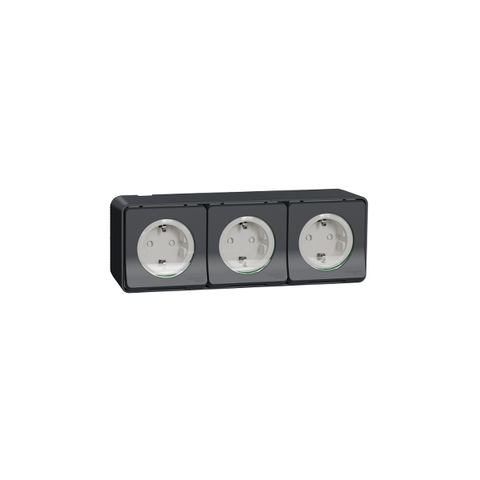 Ổ Cắm Ba 16A 2P+E Mureva Schneider MUR36038, 80x80mm, Màu Xám Đậm, 10 Cái / Hộp, 60 Cái / Thùng