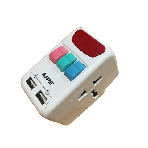 Ổ Cắm Du Lịch MPE TA4, 3 Ổ Cắm Đa Năng, 1 Cái/Hộp, 100 Cái/Thùng