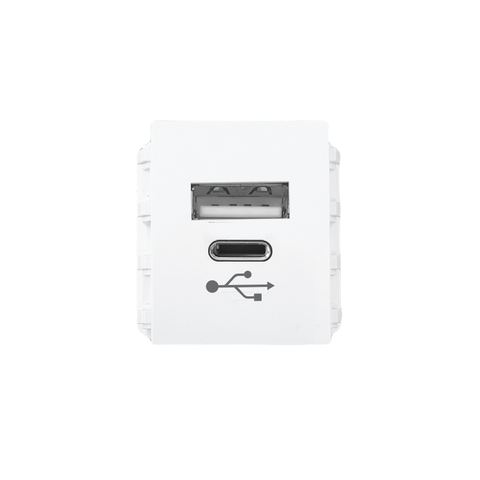 Ổ Cắm Sạc USB A & USB C DC 5V-3.1A, 2 Module MPE A6USB-A/C, 6 Cái/Hộp 324 Cái/Thùng