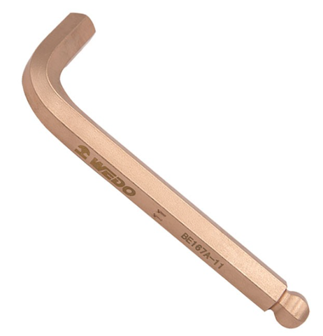 Wrench, Hex Key With Ball, WEDO, Non-Sparking, Be-Cu, BE167A Series, 2mm-12mm