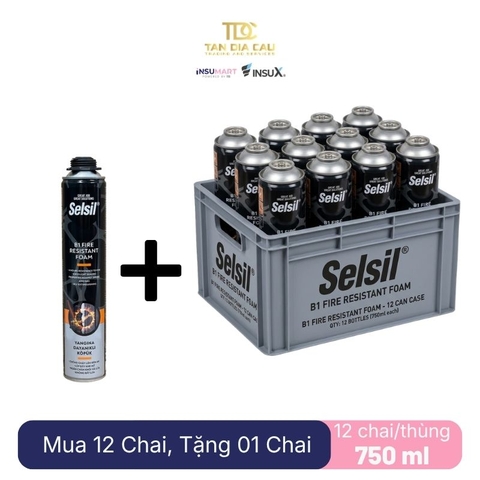 Selfoam B1 Fire Resistant Foam - Bọt Nở Chống Cháy B1 Gốc Pu Dùng Súng Hoặc Vòi Sẵn, 750ml, Cam, 12 Chai/Thùng