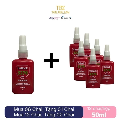 Selock 3270 - Keo Khóa Ốc Studlock 3270, 50ml, Đỏ, 12 Chai/Hộp