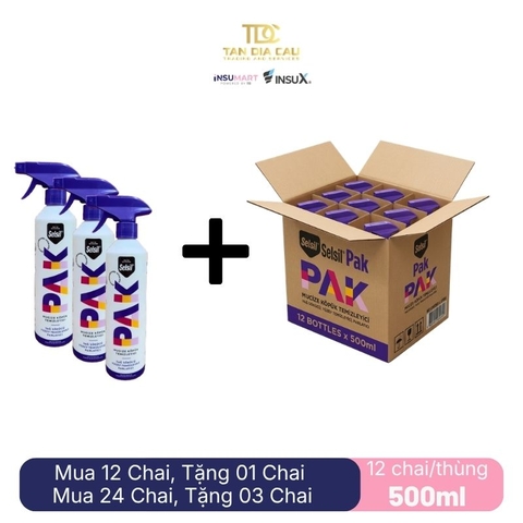 Selsil Pak Miracle - Bọt Làm Sạch Dạng Xịt, 500ml, 12 Chai/Thùng