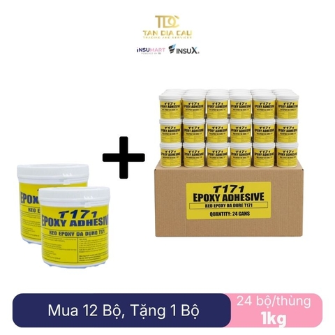 Keo Epoxy 02 Thành Phần Đa Năng T171 Epoxy Adhesive 1kg, THT, Gồm Chai A Trắng + B Đen, 24 Bộ/Thùng