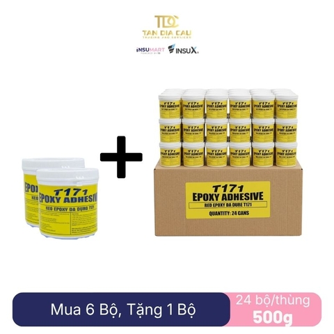 Keo Epoxy 02 Thành Phần Đa Năng T171 Epoxy Adhesive 500g, THT, Gồm Chai A Trắng + B Đen, 24 Bộ/Thùng