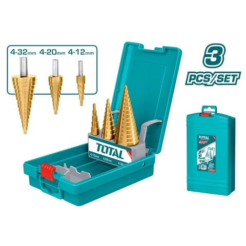 Bộ Mũi Khoan Chóp Nón (bậc Thang) 3 Mũi 4-32mm Total