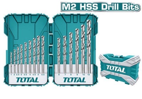 Bộ Mũi Khoan Kim Loại M2 HSS 15 Mũi Từ 1-12mm Total