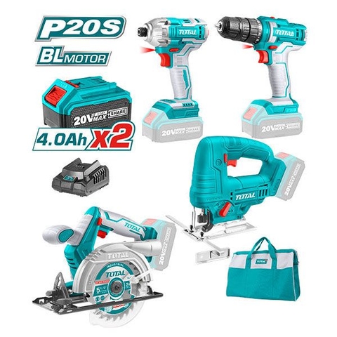 Bộ Combo 4 Máy Dùng Pin 20V Cưa Đĩa, Cưa Lọng, Vặn Vít Và Máy Khoan Total
