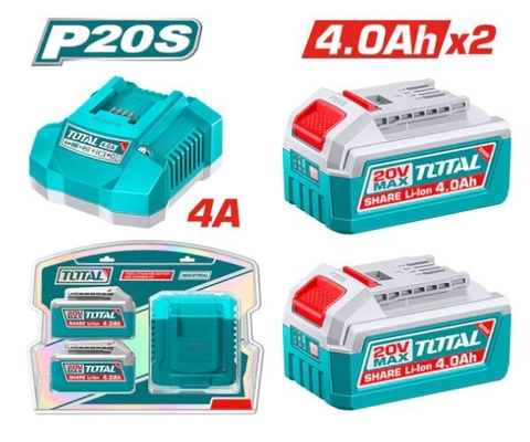Bộ 2 Pin Và 1 Sạc P20S 20vx4.0ah Total