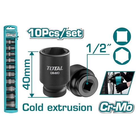 Bộ Đầu Tuýp Lục Giác 1/2 Inch X 38mm 10 Chi Tiết Total