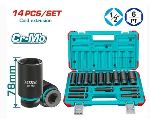 Bộ 14 Đầu Tuýp Sâu 1/2 Inch Total
