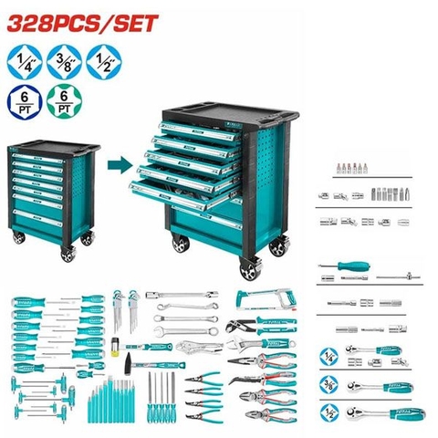 Tủ Đồ Nghề 7 Ngăn 328 Chi Tiết Có Bánh Xe Total THPTCS73281