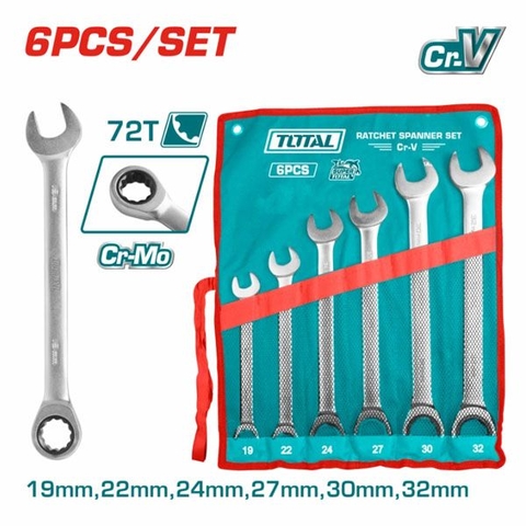 Bộ Cờ Lê Miệng Vòng Tự Động 6 Chi Tiết 19-32mm Total