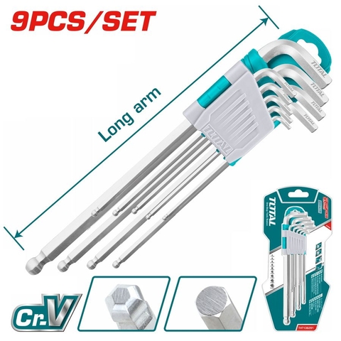 Bộ Lục Giác Đầu Bi 9 Chi Tiết Hệ Mét Total THT106291