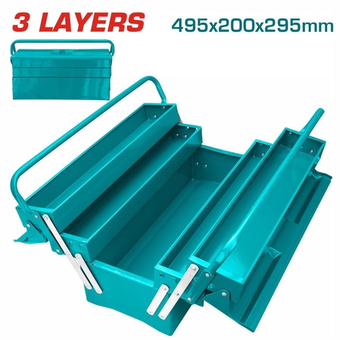 Thùng Đồ Nghề 3 Ngăn Bằng Sắt 495x200x295mm Total